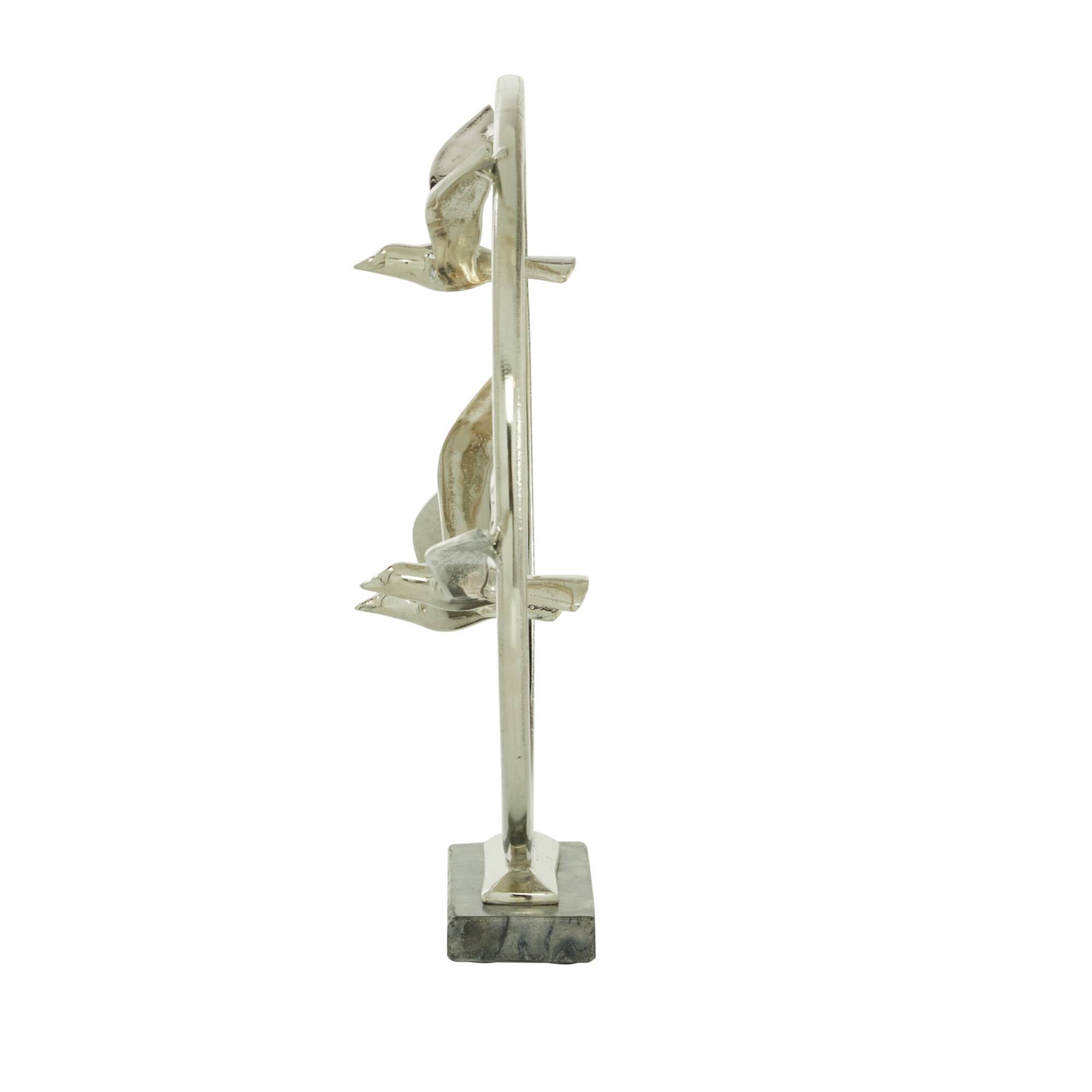 Silver Aluminum Modern Sculpture, Bird 18" x 19" x 5"